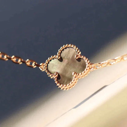 [LUCKY LOVE]CLOVER 20 MOTIFS DARK MOP DIAMOND  NECKLACE