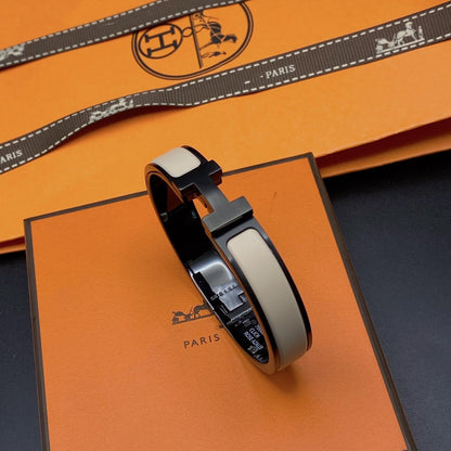 [LUCKY LOVE]H BRACELET 12MM BLACK BEIGE CERAMIC