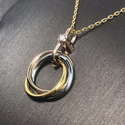 [LUCKY LOVE]TRINITY SILVER GOLD PINK GOLD NECKLACE