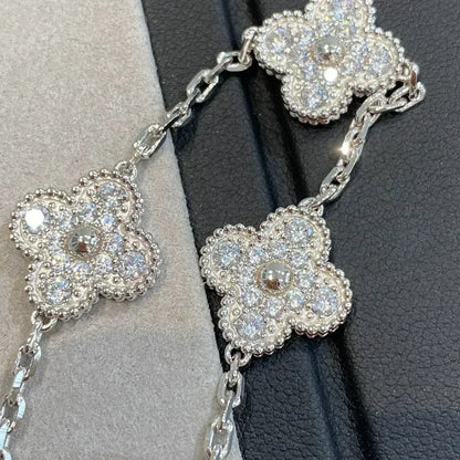 [LUCKY LOVE] CLOVER 5 MOTIF FULL DIAMOND BRACELET COLLECTION