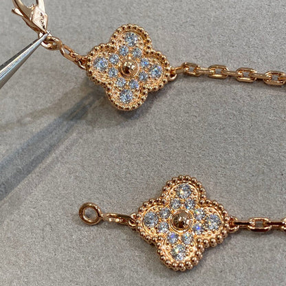 [LUCKY LOVE]CLOVER 5 MOTIFS  FULL DIAMOND BRACELET