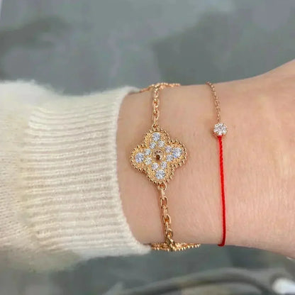 [LUCKY LOVE] CLOVER 5 MOTIF FULL DIAMOND BRACELET COLLECTION
