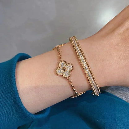[LUCKY LOVE]CLOVER 5 MOTIFS  FULL DIAMOND BRACELET