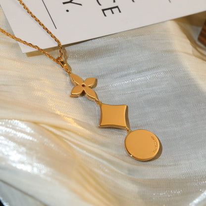 [LUCKY LOVE]STAR AND SUN DIAMOND PINK GOLD NECKLACE