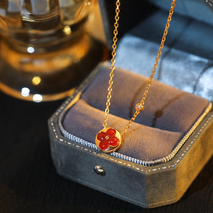 [LUCKY LOVE]SUN PEDANT PINK GOLD 1 DIAMOND NECKLACE