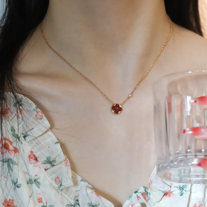 [LUCKY LOVE]SUN PEDANT PINK GOLD 1 DIAMOND NECKLACE