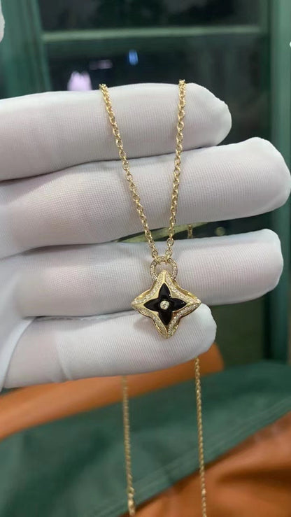 [LUCKY LOVE]STAR PEDANT PINK GOLD DIAMOND NECKLACE
