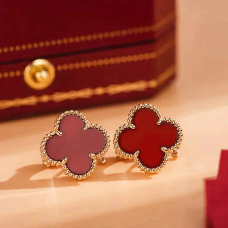 [LUCKY LOVE]CLOVER MEDIUM 1 MOTIFS CARNELIAN  EARRINGS