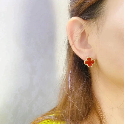 [LUCKY LOVE]CLOVER MEDIUM 1 MOTIFS CARNELIAN  EARRINGS