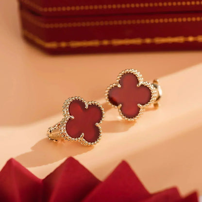 [LUCKY LOVE]CLOVER MEDIUM 1 MOTIFS CARNELIAN  EARRINGS