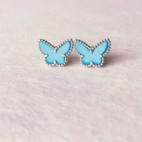 [LUCKY LOVE]BUTTERFLY TURQUOISE EARRINGS SILVER