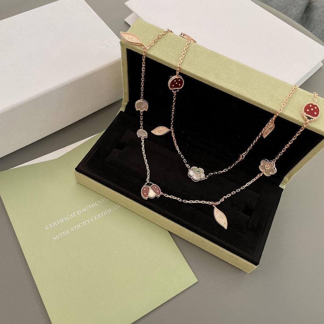[LUCKY LOVE]LUCKY SPRING 15 MOTIFS ROSE GOLD NECKLACE