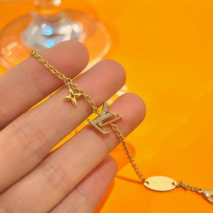 [LUCKY LOVE]LOGO STAR MOTIF GOLD BRACELET
