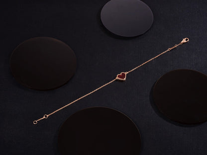 [LUCKY LOVE]HEART CARNELIAN PINK GOLD BRACELET
