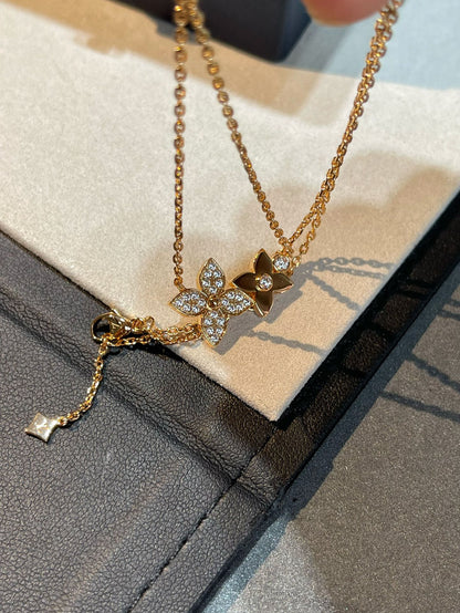 [LUCKY LOVE]STAR BLOSSOM NECKLACE PINK GOLD DIAMONDS