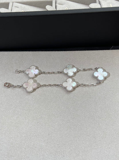 [LUCKY LOVE]CLOVER SILVER MOP 5 MOTIF BRACELET