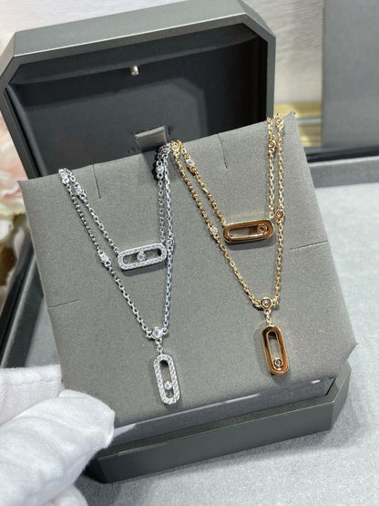[LUCKY LOVE]MOVE 2 ROW DIAMOND NECKLACE