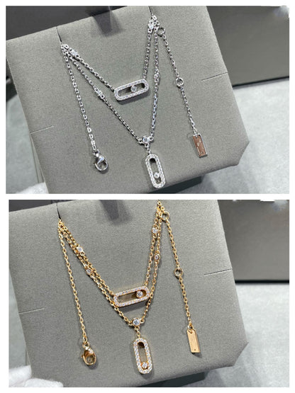 [LUCKY LOVE]MOVE 2 ROW DIAMOND NECKLACE