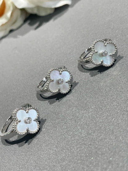 [LUCKY LOVE]CLOVER SILVER MOP DIAMOND RING