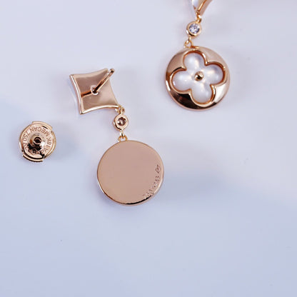 [LUCKY LOVE]STAR AND SUN PINK GOLD MOP DROP EARRINGS
