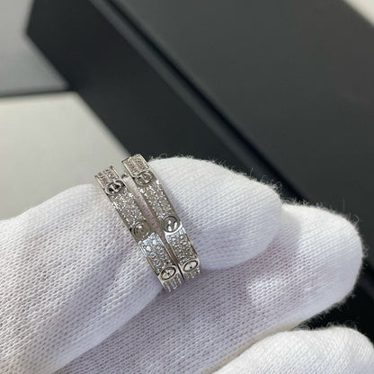 [LUCKY LOVE]LOVE DIAMOND SILVER HOOP EARRINGS