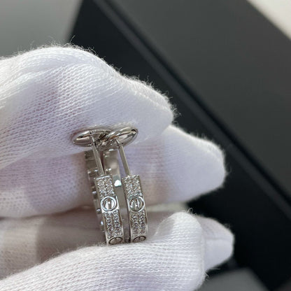 [LUCKY LOVE]LOVE DIAMOND SILVER HOOP EARRINGS