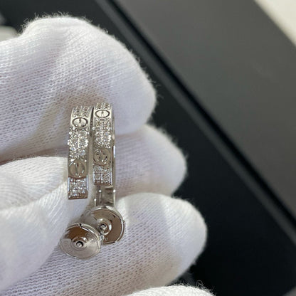 [LUCKY LOVE]LOVE DIAMOND SILVER HOOP EARRINGS