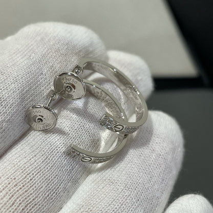 [LUCKY LOVE]LOVE DIAMOND SILVER HOOP EARRINGS