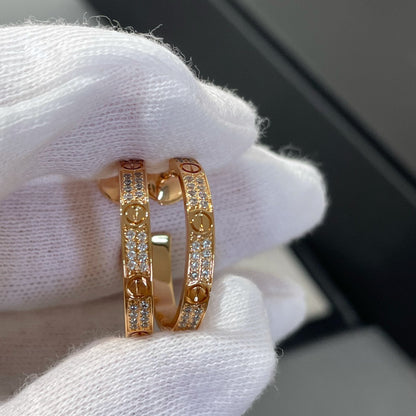 [LUCKY LOVE]LOVE DIAMOND PINK GOLD HOOP EARRINGS