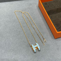 [LUCKY LOVE]POP H SKY BLUE NECKLACE