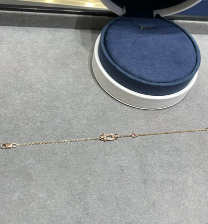 [LUCKY LOVE]FORCE 10 DIAMOND CHAIN LINK PINK GOLD BRACELET