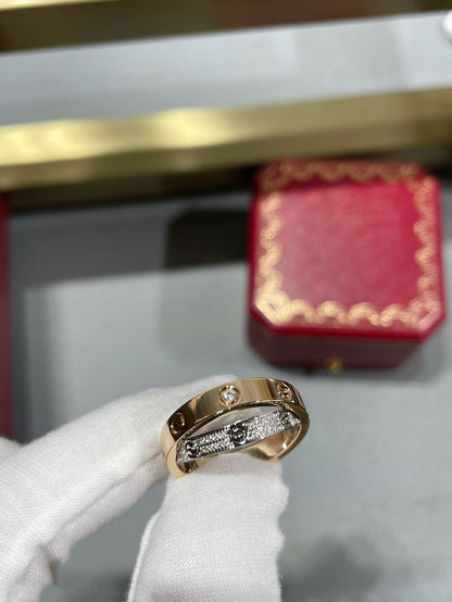 [LUCKY LOVE]LOVE PINK GOLD SILVER DIAMOND DOUBLE RING