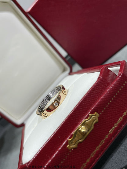 [LUCKY LOVE]LOVE PINK GOLD SILVER DIAMOND DOUBLE RING