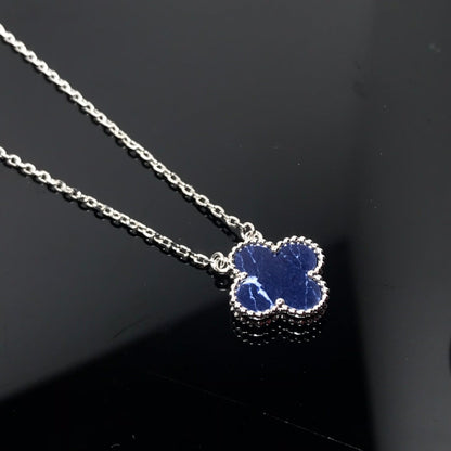 [LUCKY LOVE]CLOVER PIETERSITE SILVER LONG NECKLACE