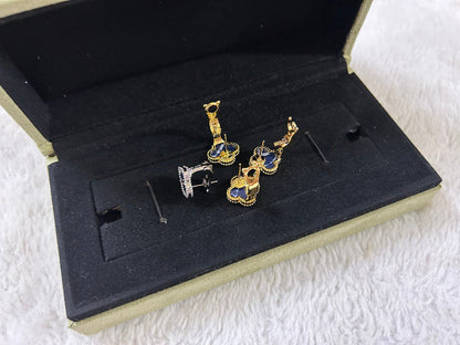 [LUCKY LOVE]CLOVER PIETERSITE MEDIUM STUD EARRINGS