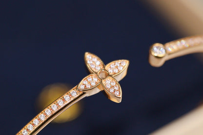 [LUCKY LOVE]IDYLLE PINK GOLD OPEN BRACELET DIAMOND PAVED