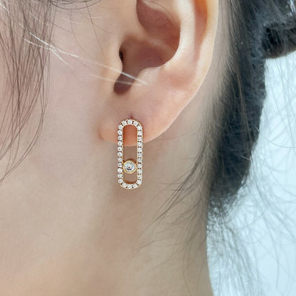 [LUCKY LOVE]MOVE UNO STUD DIAMOND PAVED EARRINGS