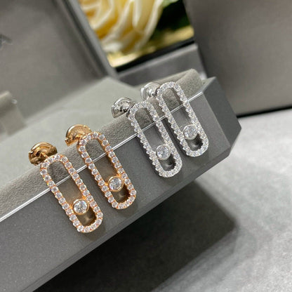 [LUCKY LOVE]MOVE UNO STUD DIAMOND PAVED EARRINGS