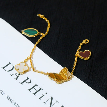 [LUCKY LOVE]LUCKY SPRING 5 MOTIF GOLD BRACELET