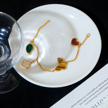[LUCKY LOVE]LUCKY SPRING 5 MOTIF GOLD BRACELET
