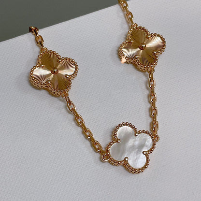 [LUCKY LOVE]CLOVER BRACELET 5 MOTIF WHITE MOP ROSE GOLD