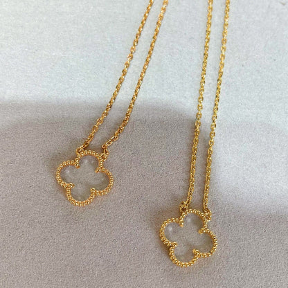 [LUCKY LOVE]CLOVER ROCK CRYSTAL ROSE GOLD NECKLACE