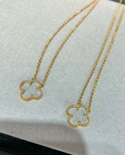 [LUCKY LOVE]CLOVER ROCK CRYSTAL ROSE GOLD NECKLACE