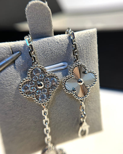 [LUCKY LOVE]CLOVER 5 MOTIF SILVER DIAMOND BRACELET