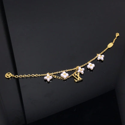 [LUCKY LOVE]LOGO 6 MOTIF STAR AND SUN GOLD BRACELET
