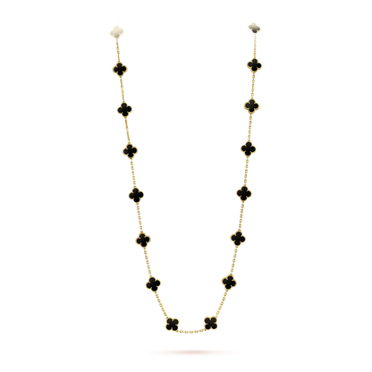 [LUCKY LOVE]CLOVER 20 MOTIFS ONYX NECKLACE