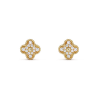 [LUCKY LOVE]CLOVER MEDIUM 1 MOTIFS FUll DIAMOND EARRINGS