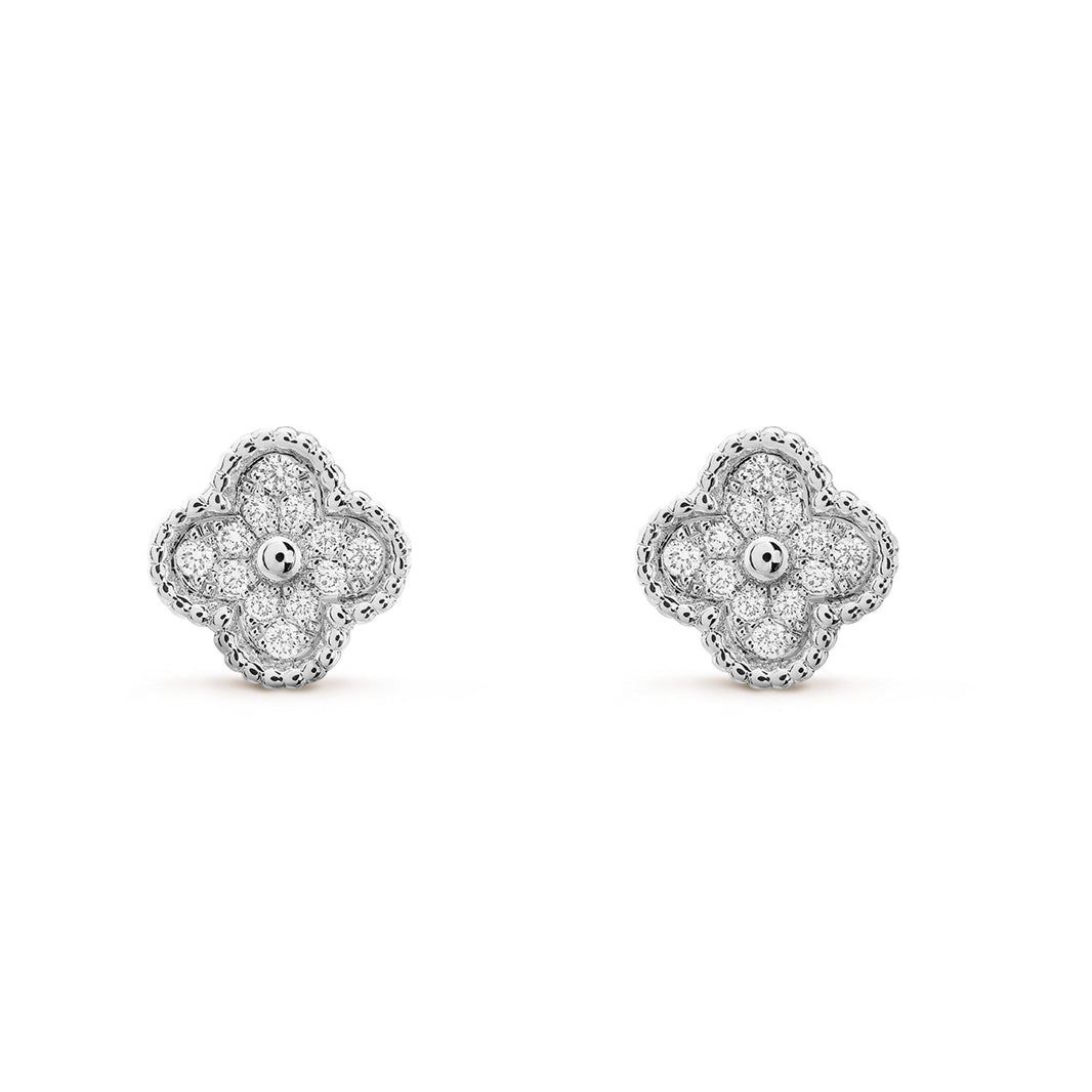 [LUCKY LOVE]CLOVER MINI DIAMOND STUD EARRINGS