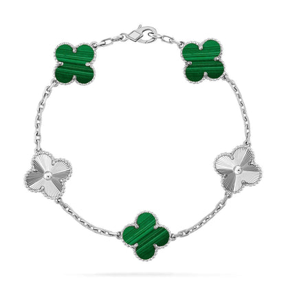 [LUCKY LOVE] CLOVER 5 MOTIF MALACHITE BRACELET COLLECTION