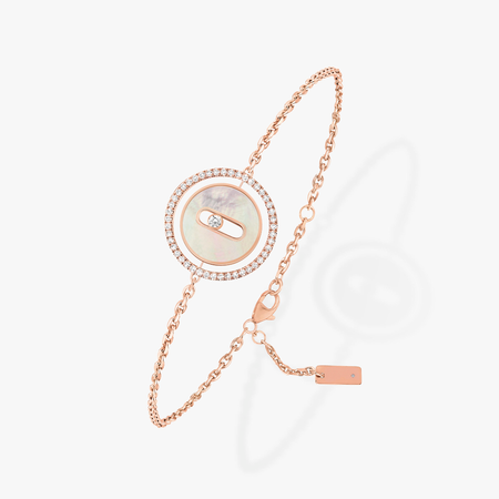 [LUCKY LOVE]LUCKY MOVE WHITE MOTHER OF PEARL PINK GOLD DIAMOND BRACELET
